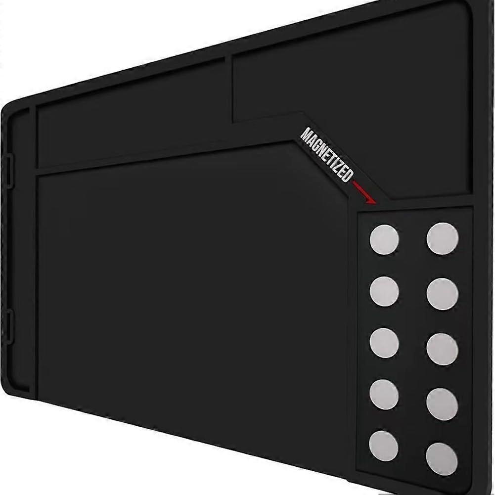 Non Slip Workbench Mat with Magnetic Tool Organization, Large Anti Scratch Surface 900x300 Black