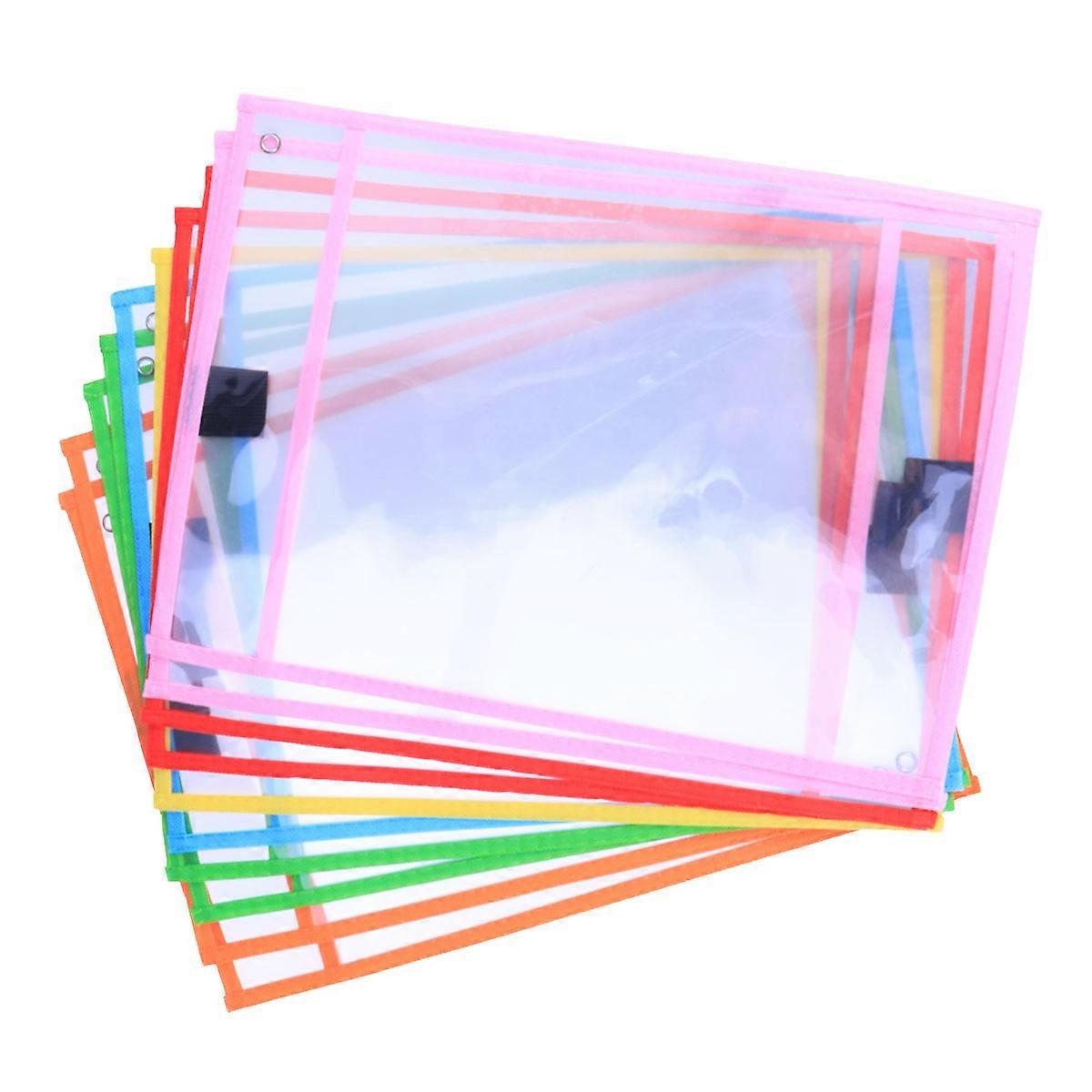 Write and Wipe Pockets PVC Dry Erase Sleeves Assorted Colors