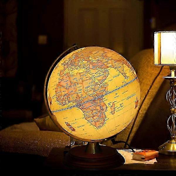 Globe lumineux pour enfants avec support en bois, LED intégrée pour globe antique éclairé à vue nocturne [LGL]