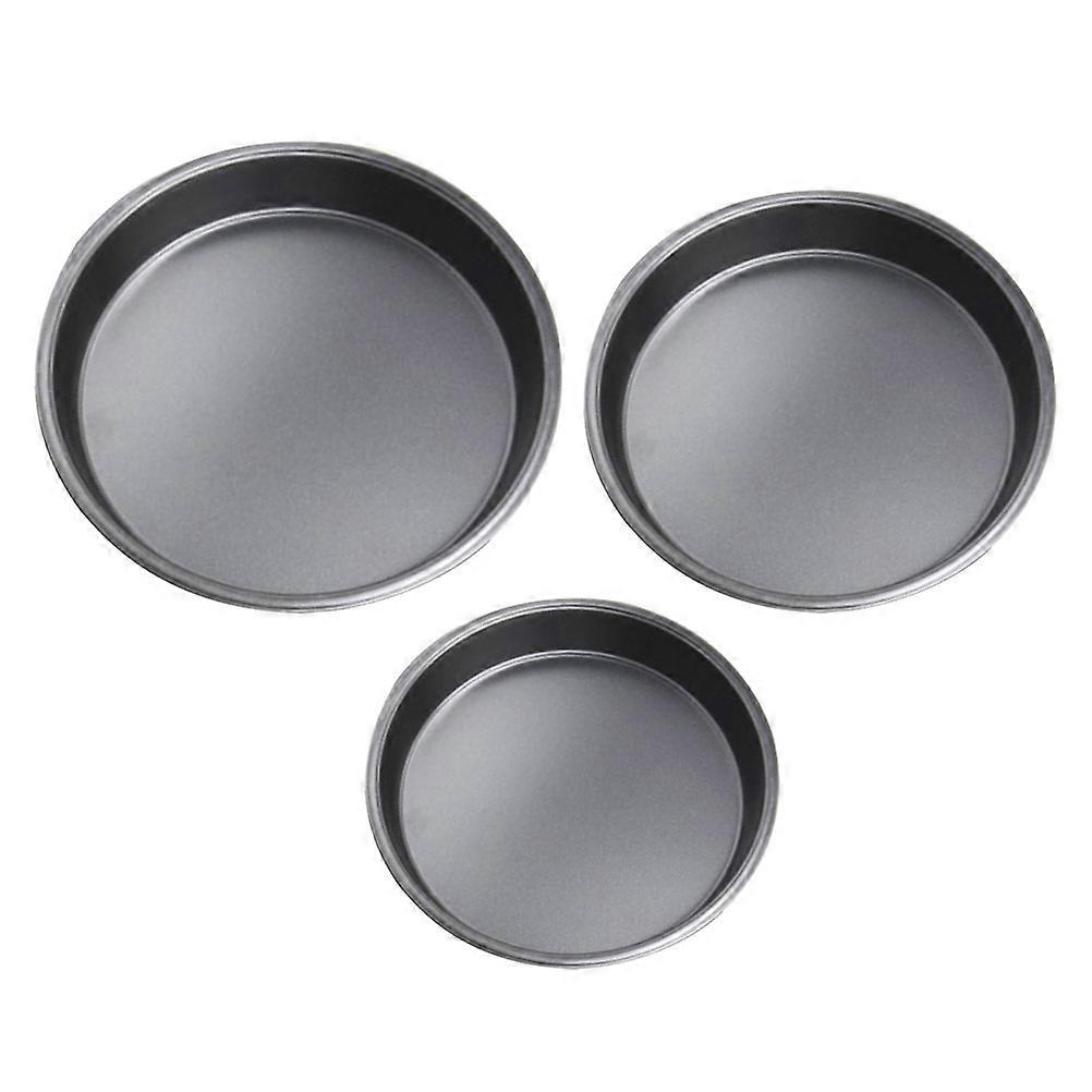 Baking Pan Pizza Bakeware for Baking Use 3Pcs Non-Stick Carbon Steel Round Set
