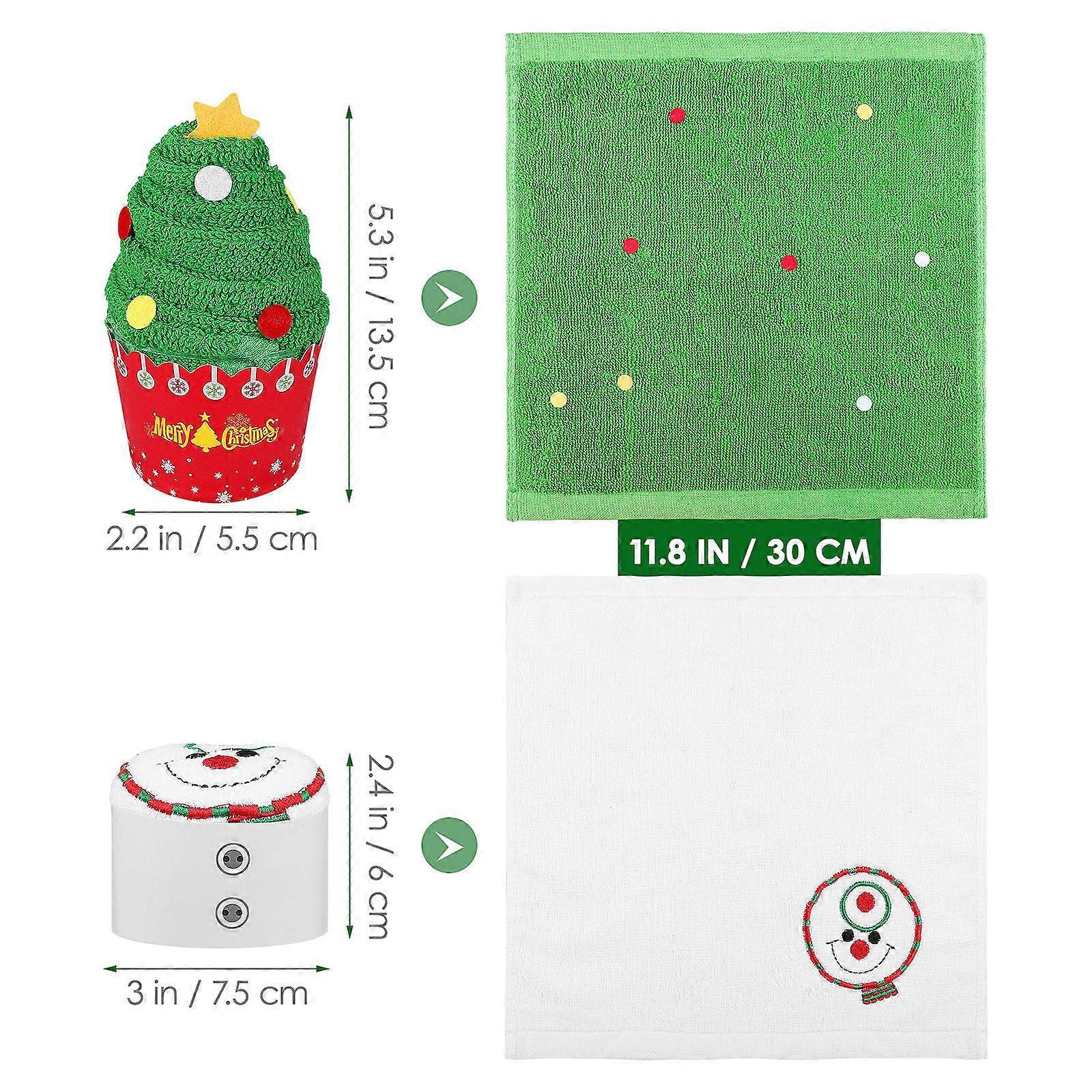 Baumwollhandtücher mit Weihnachtsbaummotiv, 2er-Set