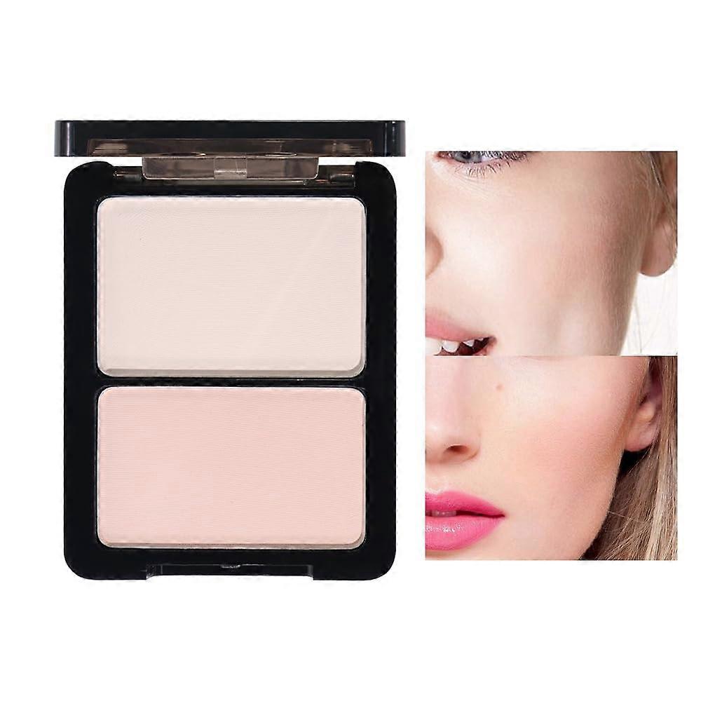 Face Sculpting Powder 3 in 1 Contour Highlight Nose Shadow Palette AntiCrease Matte for Mature Skin (02 White and Light Pink)