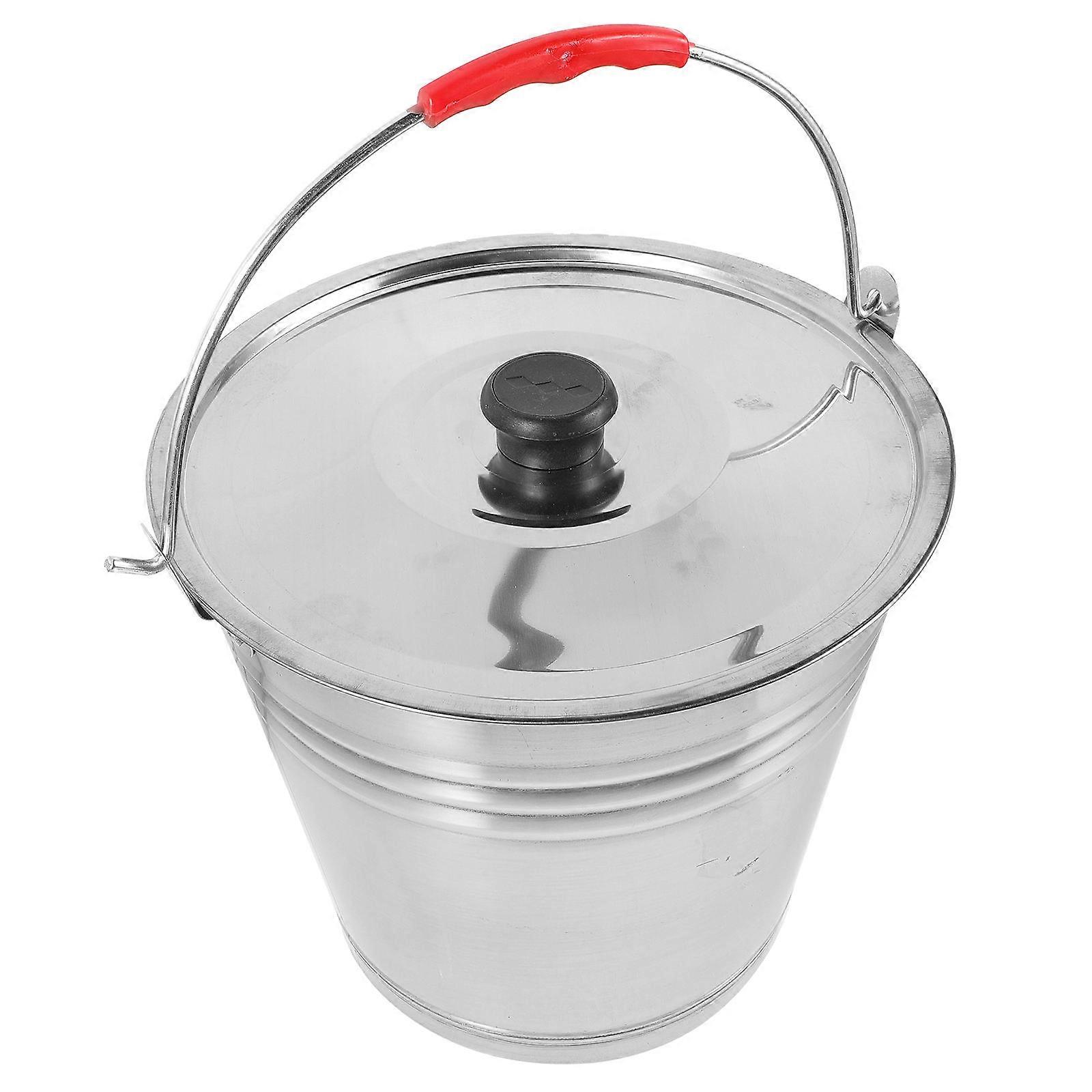 Stainless Steel Garbage Bucket with Lid for Multi-Purpose Use 1Pcs