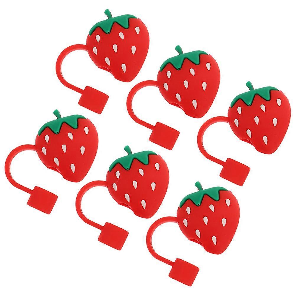 Reusable Silicone Straw Tips Cover for Strawberry Straw with 6Pcs