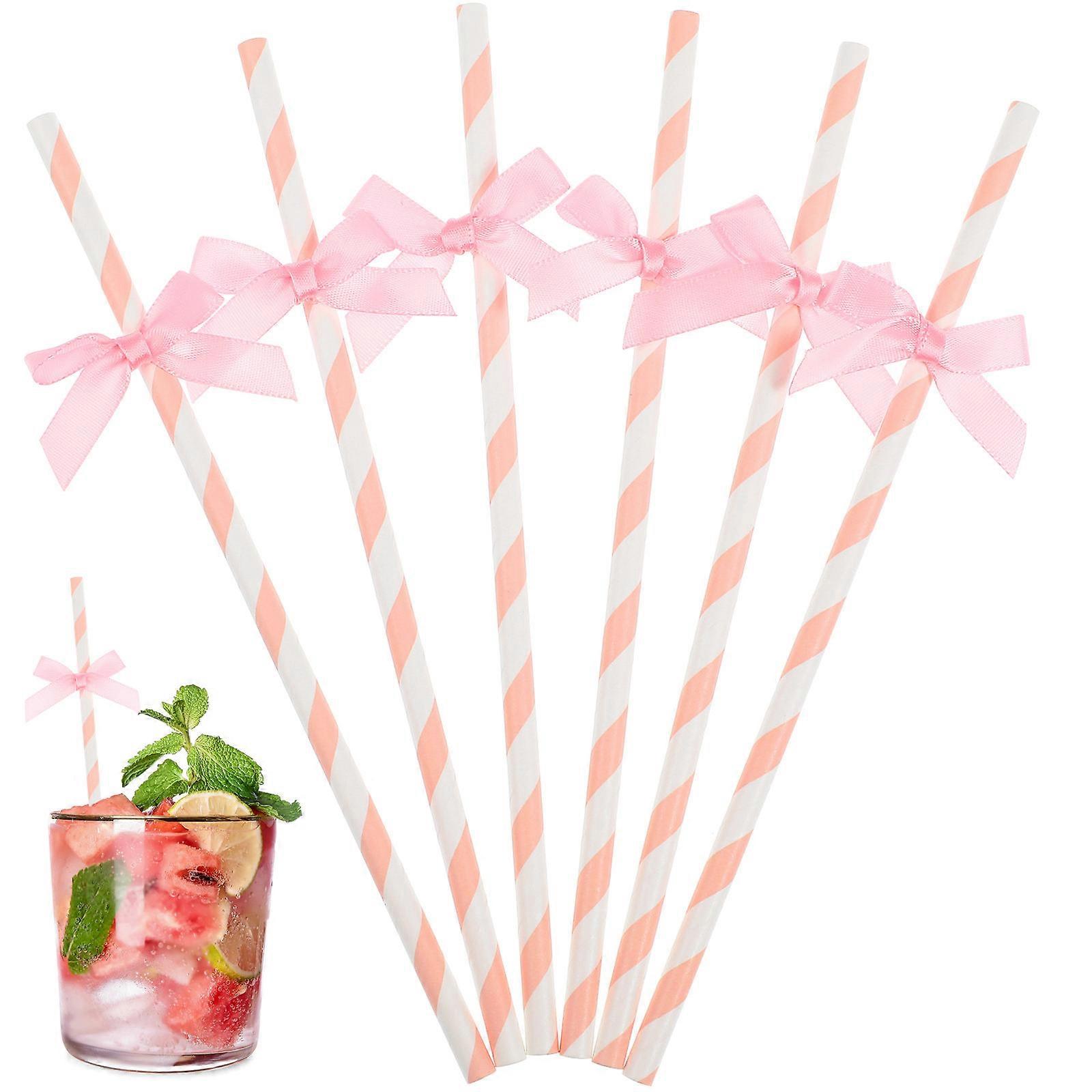 60pcs Paper Straws Bow for Creative Birthday Cake Decorations and Festival Party Supplies