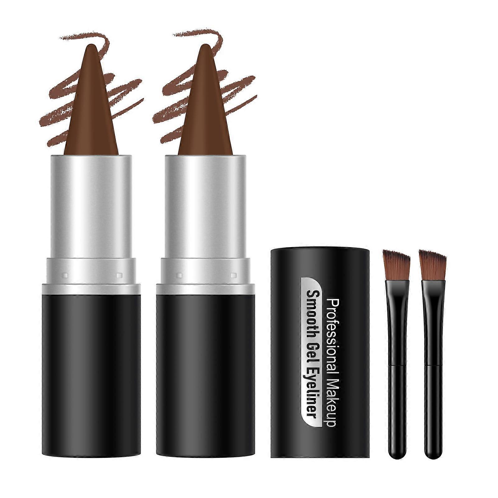 2 Pcs Waterproof Gel Eyeliner Pencil Set with Brushes, Smudge Proof Multiuse Eye Makeup
