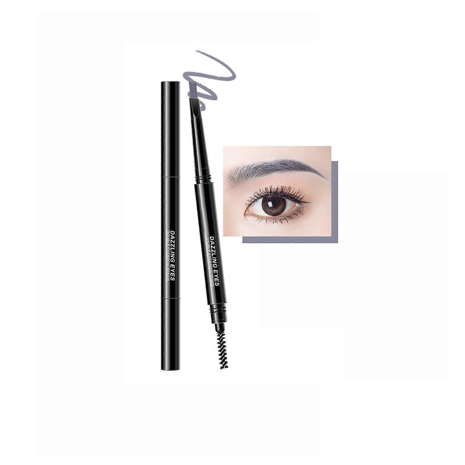 Waterproof Long Lasting Dual Ended Eyebrow Pencil with 3D Triangular Tip and Spoolie Brush Brown