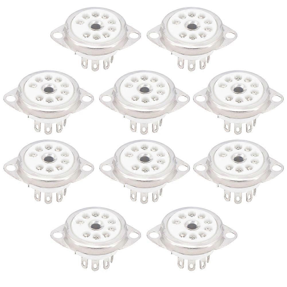 10PCS Ceramic B9A Silver-Plated 9Pin Vacuum Tube Socket Panel Chassis Mount for ECC81 ECC82 ECC83 E