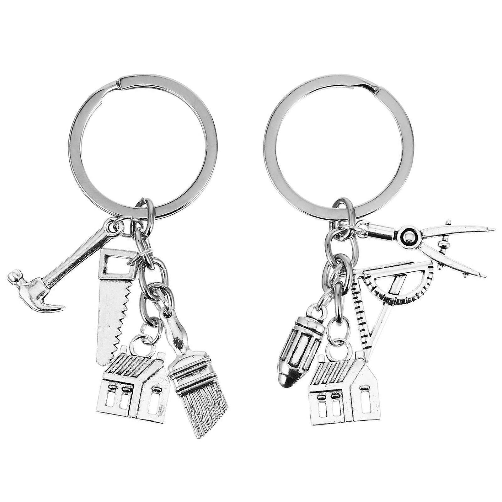 2pcs Funny Key Chains Bag Keys Hanging Pendant Decorative Keychains (Silver)