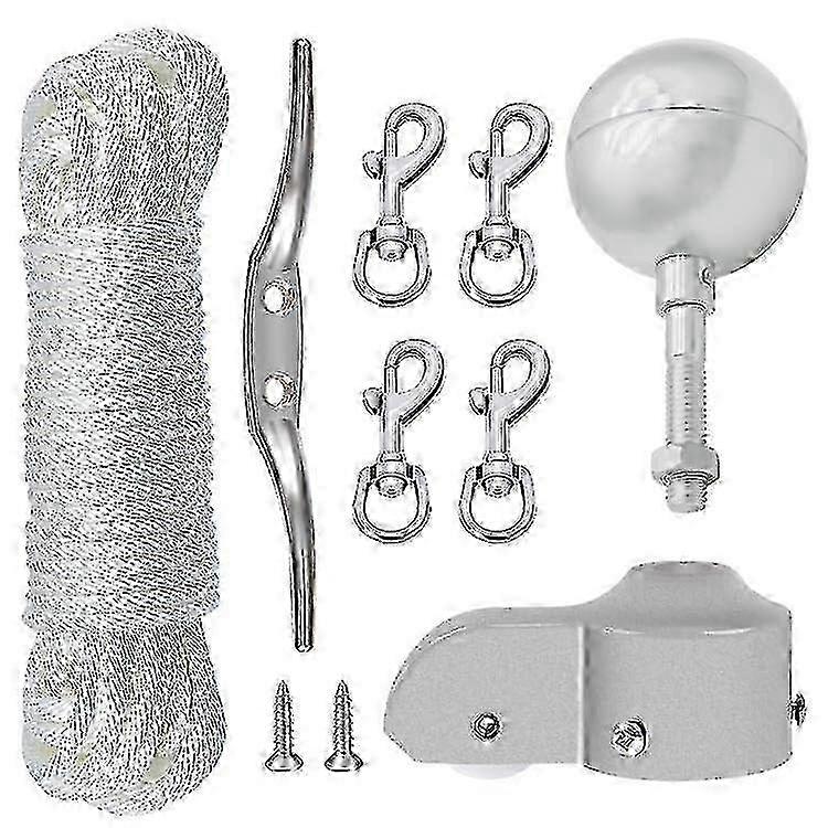 Flagpole hardware kit for aluminum alloy pole with snap clips