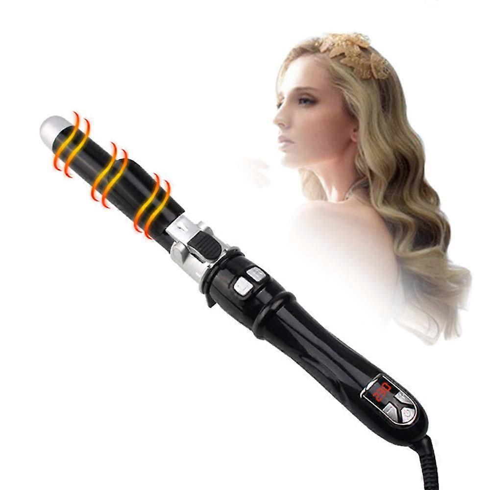 Automatic Curling Iron with Ceramic Coating, LCD Adjustable Heat, 28mm Rotating Barrel