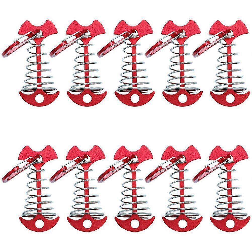 Aluminum Tent Deck Anchors 10pcs with Adjustable Spring Buckle Windproof Pegs for Camping