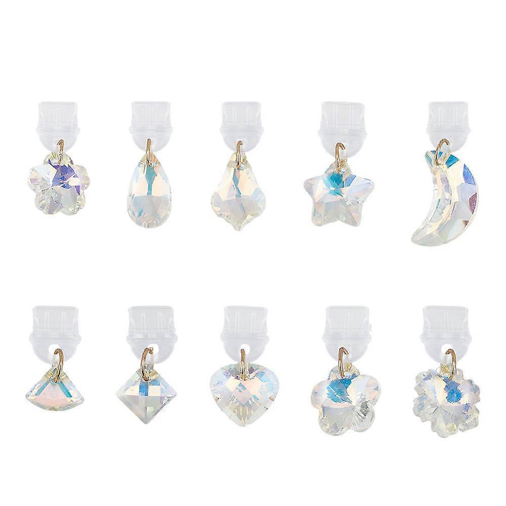 Plastic Mobile Dustproof Plugs with Glass Pendants Clear AB 2~3cm 10pcs/set