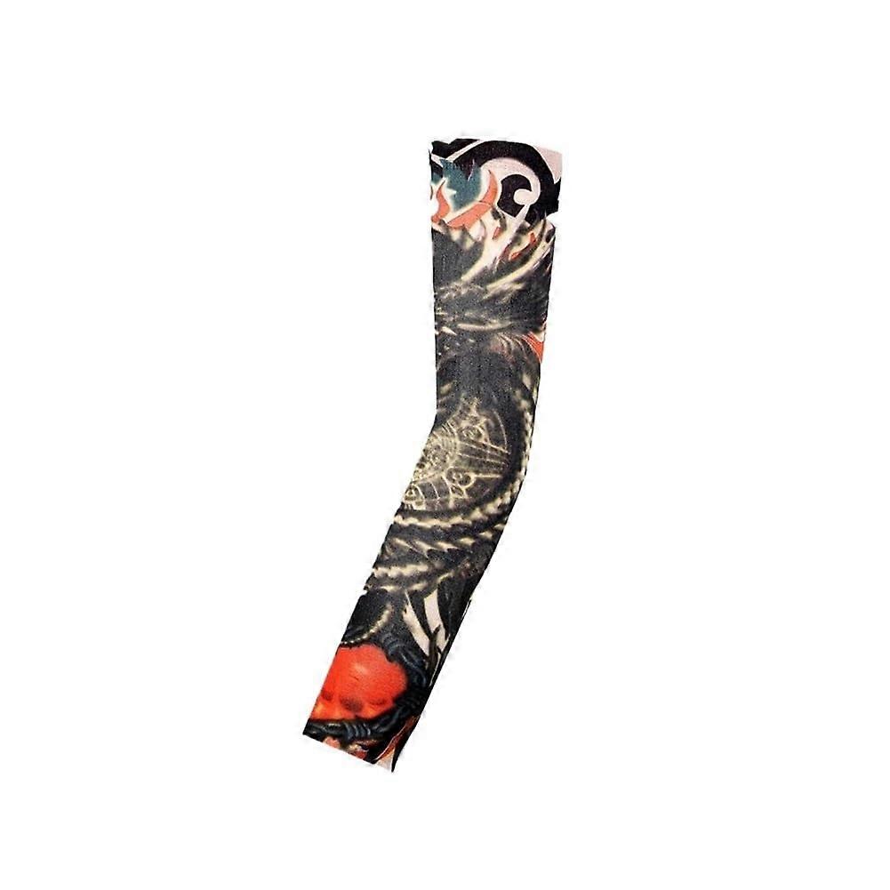 UV Protection Compression Arm Sleeves UPF 50+ Breathable Tattoo Pattern Summer Cooling One Size