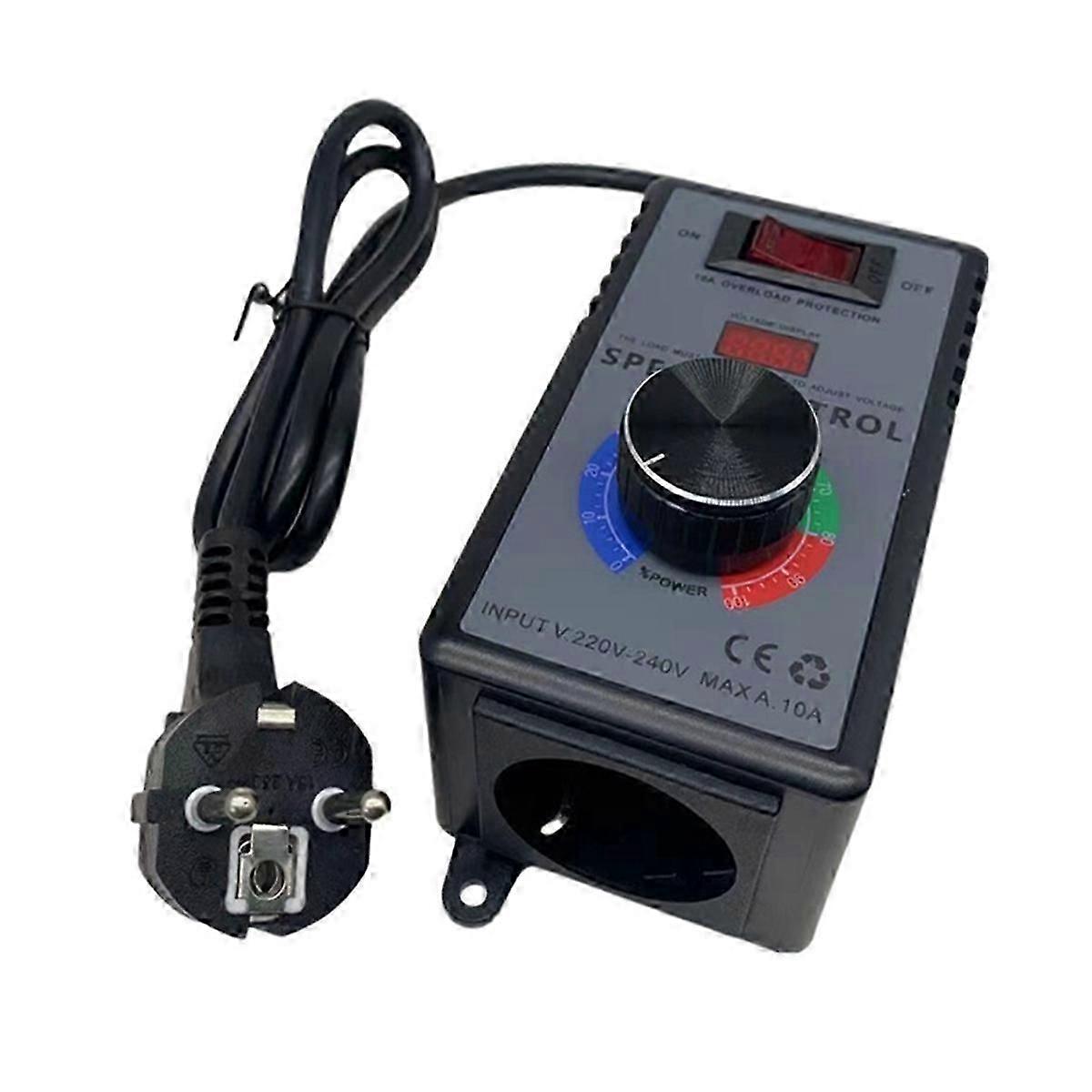 AC Motor Speed Controller 220V AC EU Input Variable Fan Speed Regulator with Overload Protection,EU