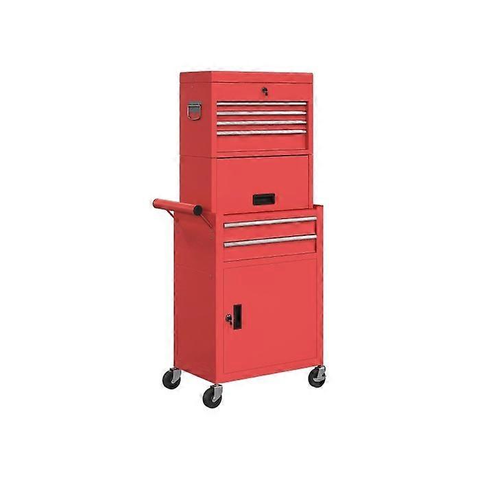 Three-Part Steel Locking Tool Chest - Red