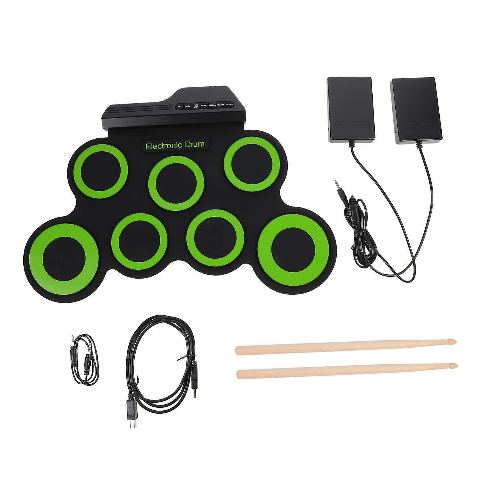 Portable USB Electronic Drum Set with Foldable Silicone Pads for Kids and Beginners