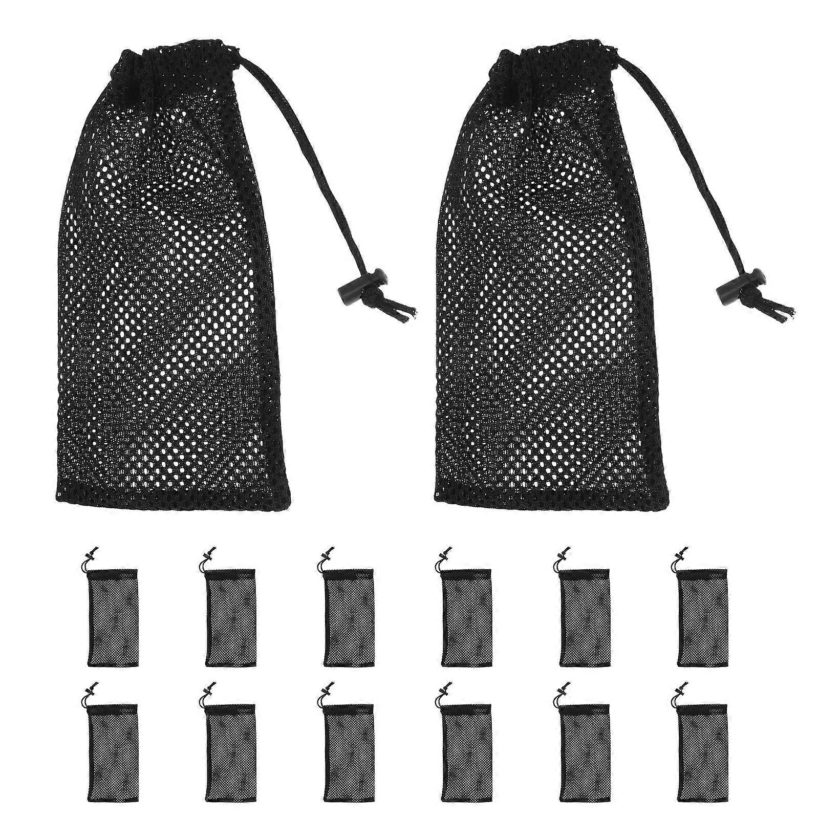 Gym Equipment Mesh Drawstring Bags for Storage 20Pcs Black Polyester Design