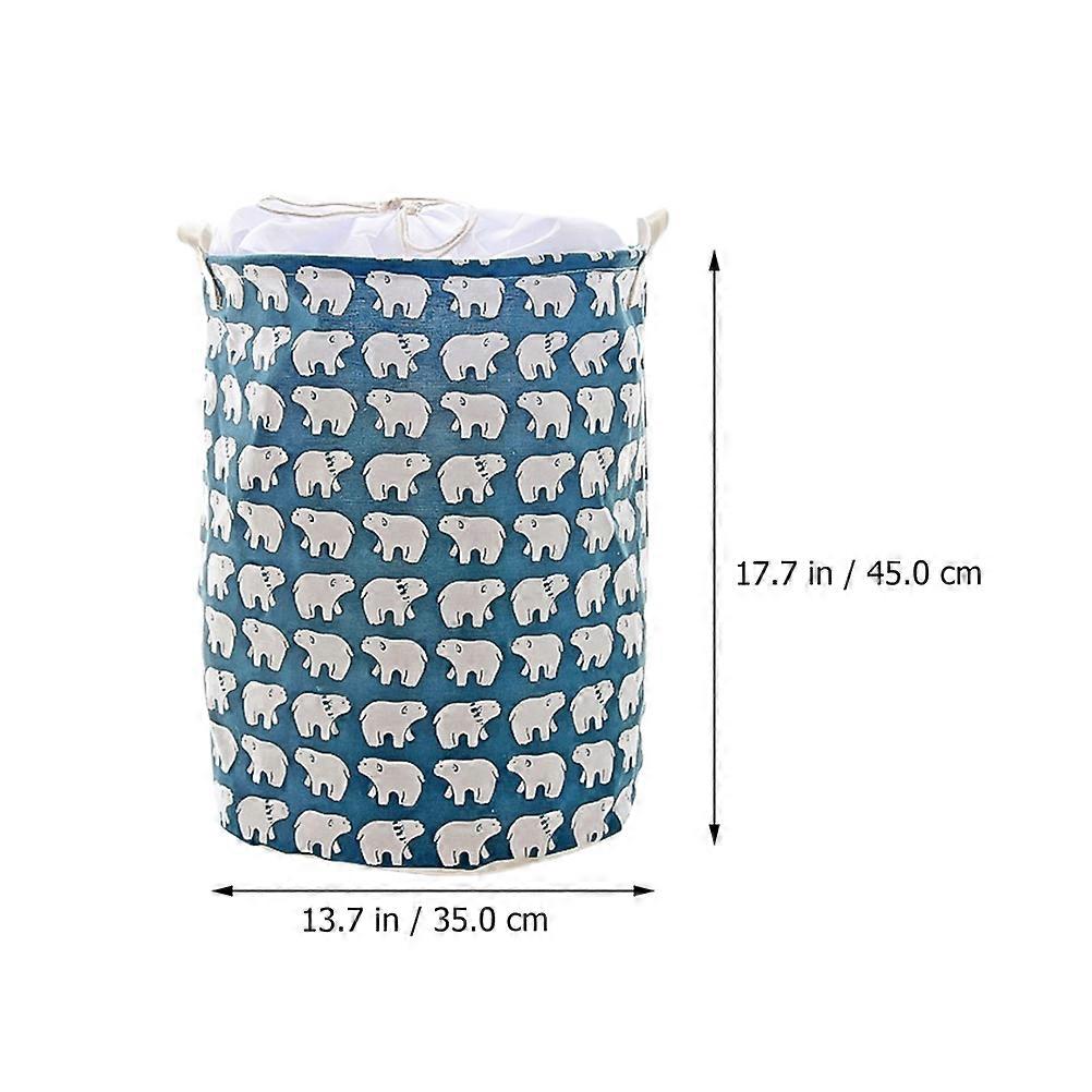 Blue Cotton Laundry Basket Waterproof Drawstring Storage Basket for Storage 1Pcs