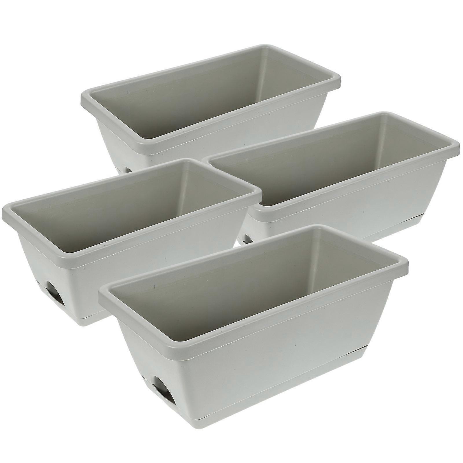 Plastic Window Box Planters for Storage Use 4Pcs Rectangular Flower Pots