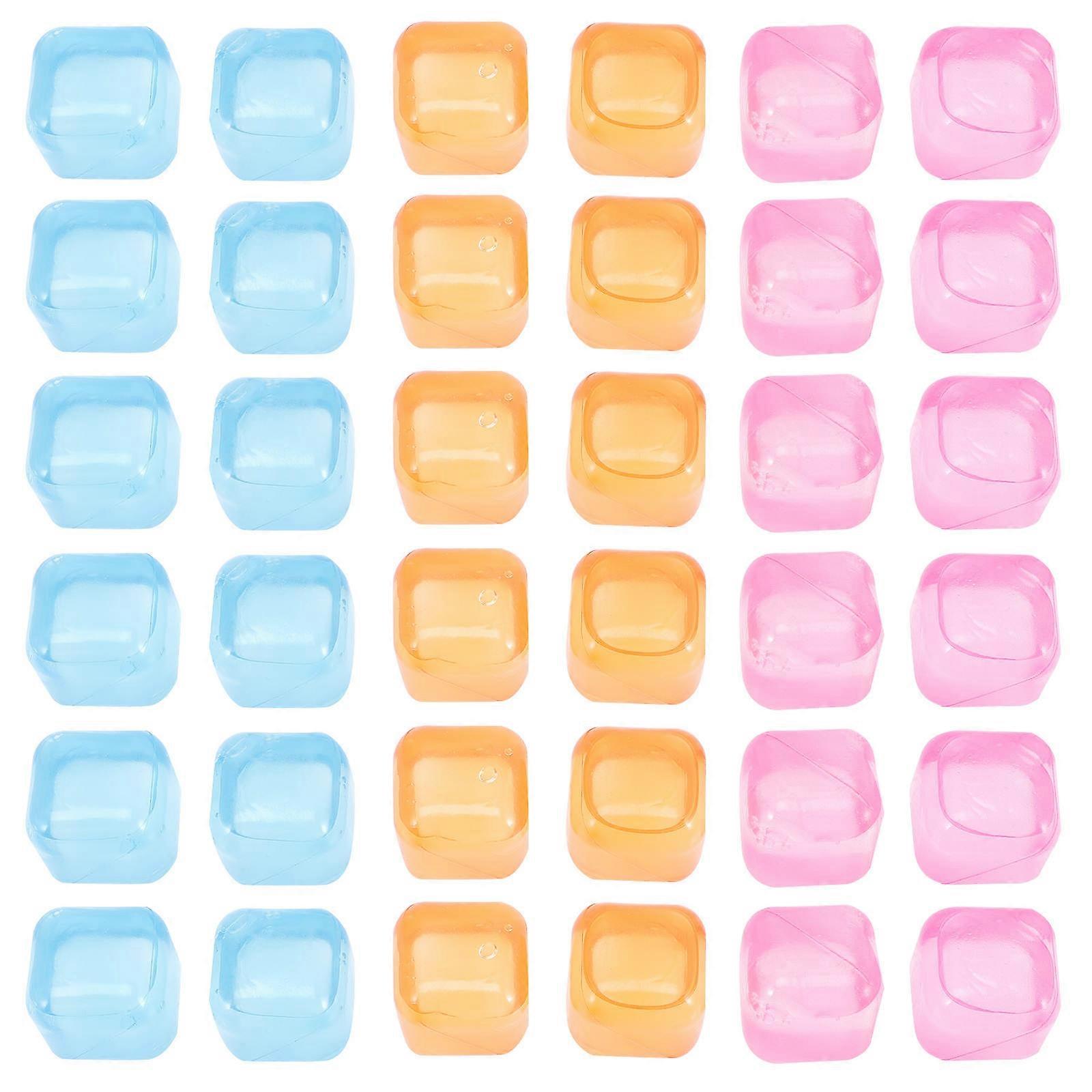 Reusable Ice Cube Set for Cooler with 54Pcs Refreezable Fake Ice Cubes