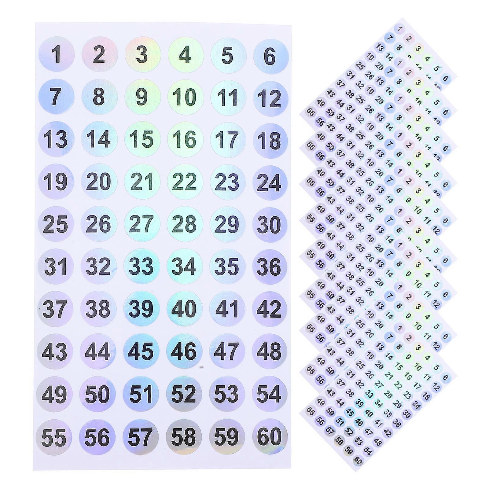 Number Labels Round for Organization with Sequential Numbering 200Pcs Multi Color