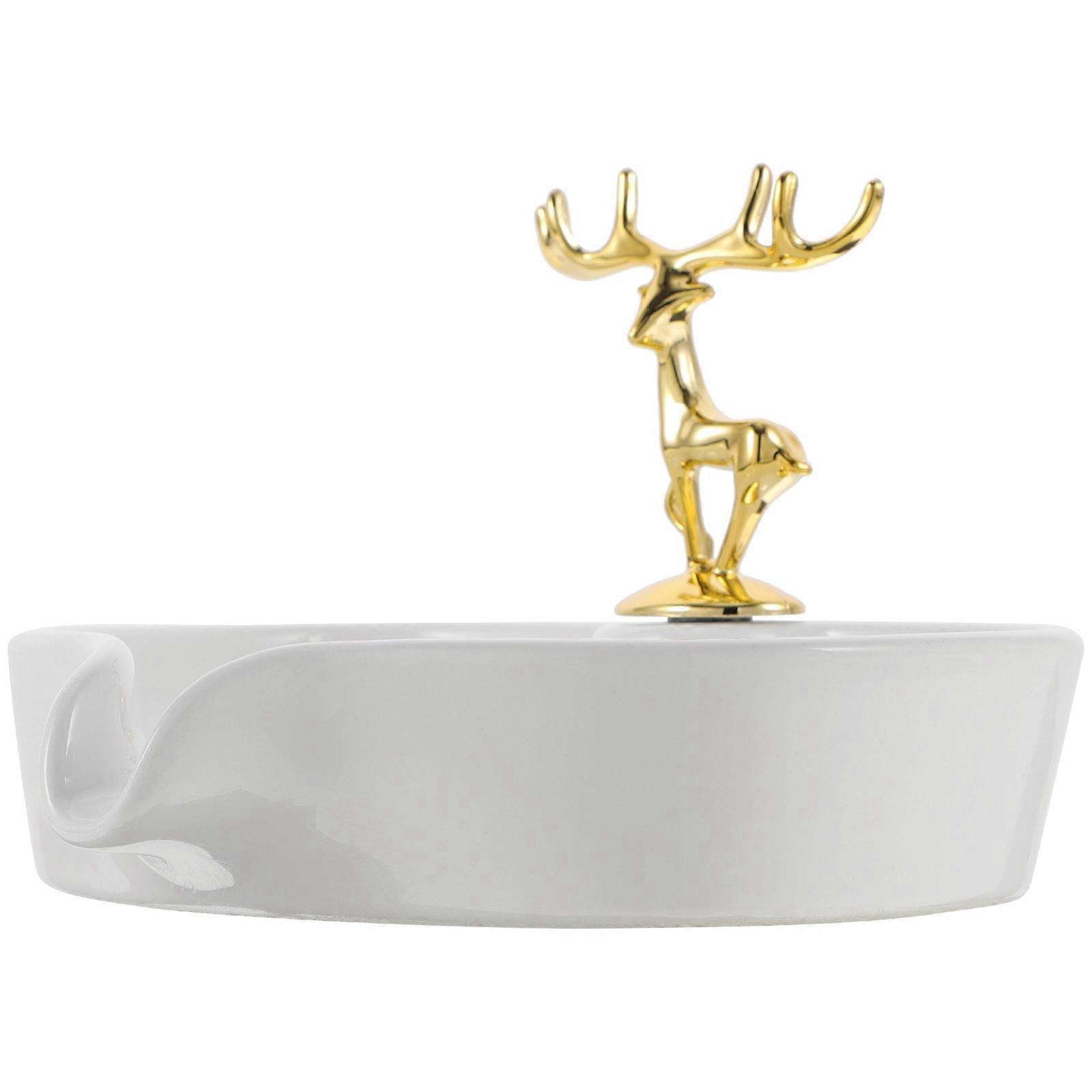 Ceramic Soap Holder Elk Design Soap Dish with Draining Function
