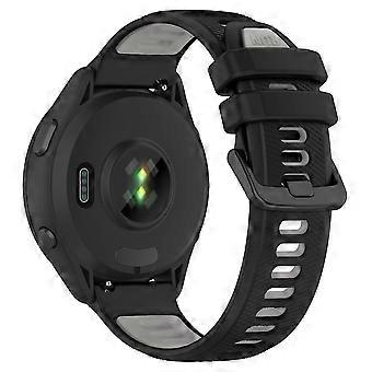 For Garmin Forerunner 265 Dual-color Silicone Watch Strap Anti-wear Smart Band Strap - Black White