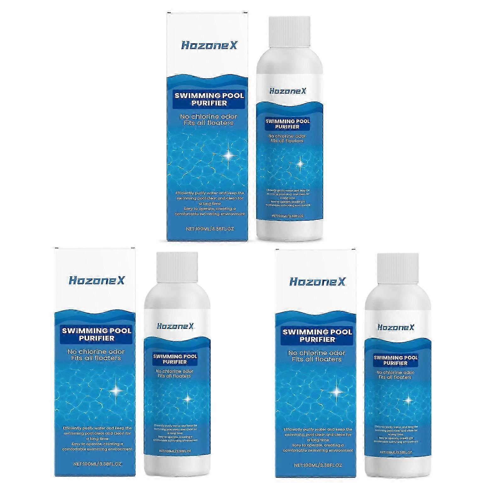 3pcs Quick-Acting Odorless Pool Purification Liquid, Easy & Safe Water Clarifier, 100ml