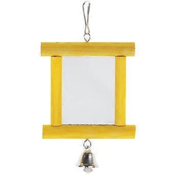 Miroir oiseau en bois, perroquet, jouet suspendu avec clochette