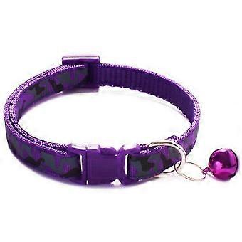 Pet Dog Collar, Camouflage Pattern, with Cute Bell, Adjustable 19-32cm, 1.0CM Width, for Dogs Cats Puppies, Pack of 10, Pet Accessory