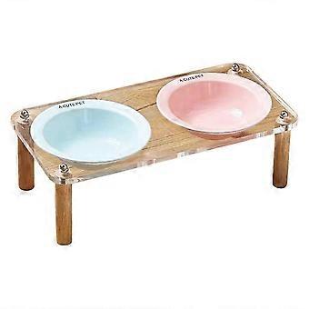 Acrylic Double Bowl High-Legged Di Pet Feeder Anti-Tip Dog Basin Cerc Food Bowl Feeder High-Legged Design B