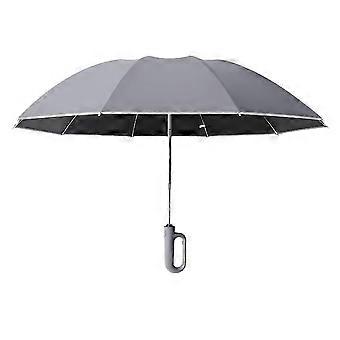Z6 Fully Automatic Reverse Folding Umbrella with Windproof Reflective Stripe UV Umbrellas for Carabiner Handle Travel,E