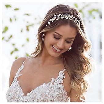 Gold Wedding Headband Bohemian Headpiece For Bridal Hair Pieces Crystal Pearl Hair Vine Flower Halo Wedding Hair Accessories