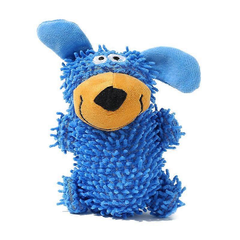 Blue Plush Dog Squeaky Toy Durable Chew Interactive