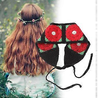 Dziewczęca opaska na głowę z motywem kwiatowym Elegancka chusta na głowę Kreatywna opaska na głowę Chustka na głowę Nakrycie głowy Prezent Ciepły Kolorowy Nakrycie głowy Zielony