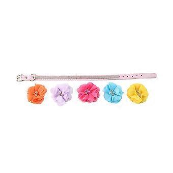 Adjustable Cat Collar with Rhinestone and Cute Flowers for Stylish Small Dog and Cat Accessory