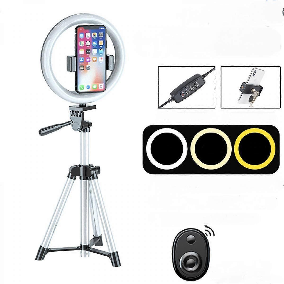 20CM Selfie Ring Light avec Trépied Stand, LED Ring Light pour Live Stream/Makeup