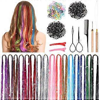 1 Set Hair Extension Tinsel Hair Braiding Tools Tinsel Hair Extensions Hair Decors Glitter Hair Strands Hair String Accessories