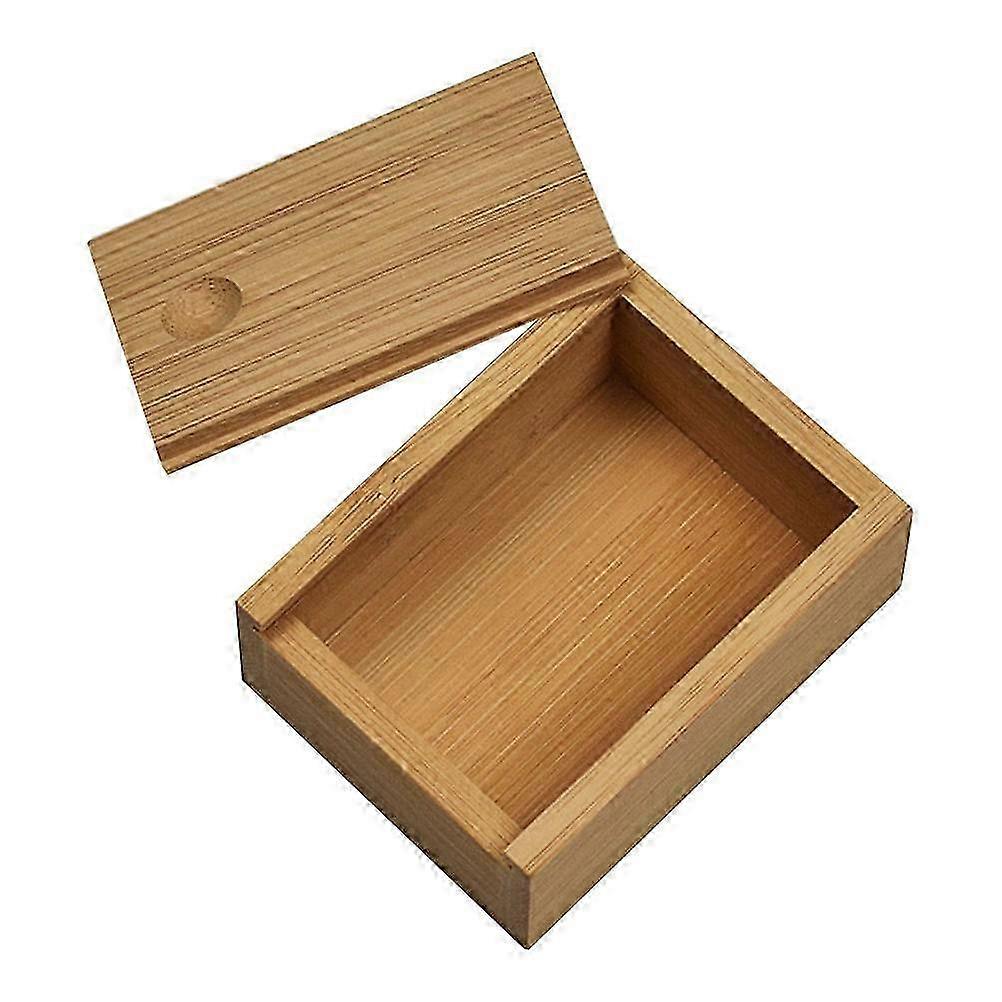 Bamboo Storage Box For Desktop Organization Light Brown Rectangular Makeup Storage Functional 1Pc