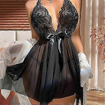Lingerie sexy da donna, pigiama erotico trasparente in pizzo, camicia da notte + perizoma