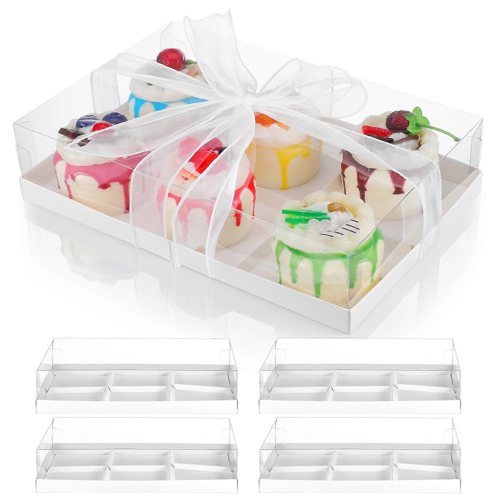 5pcs Donut Boxes Clear Bakery Box Compartment Cake Packaging Boxes Cookie Boxes Bakery Box