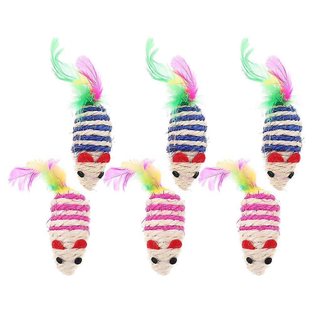 Catnip Mouse Toy Cat Teeth Cleaning Function 6Pcs Sisal Cat Toys Kit