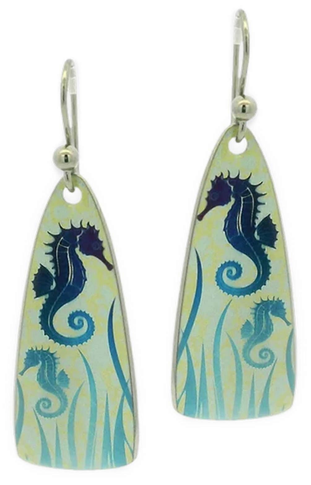 Ti2 Titanium Seahorse Drop Earrings - Yellow
