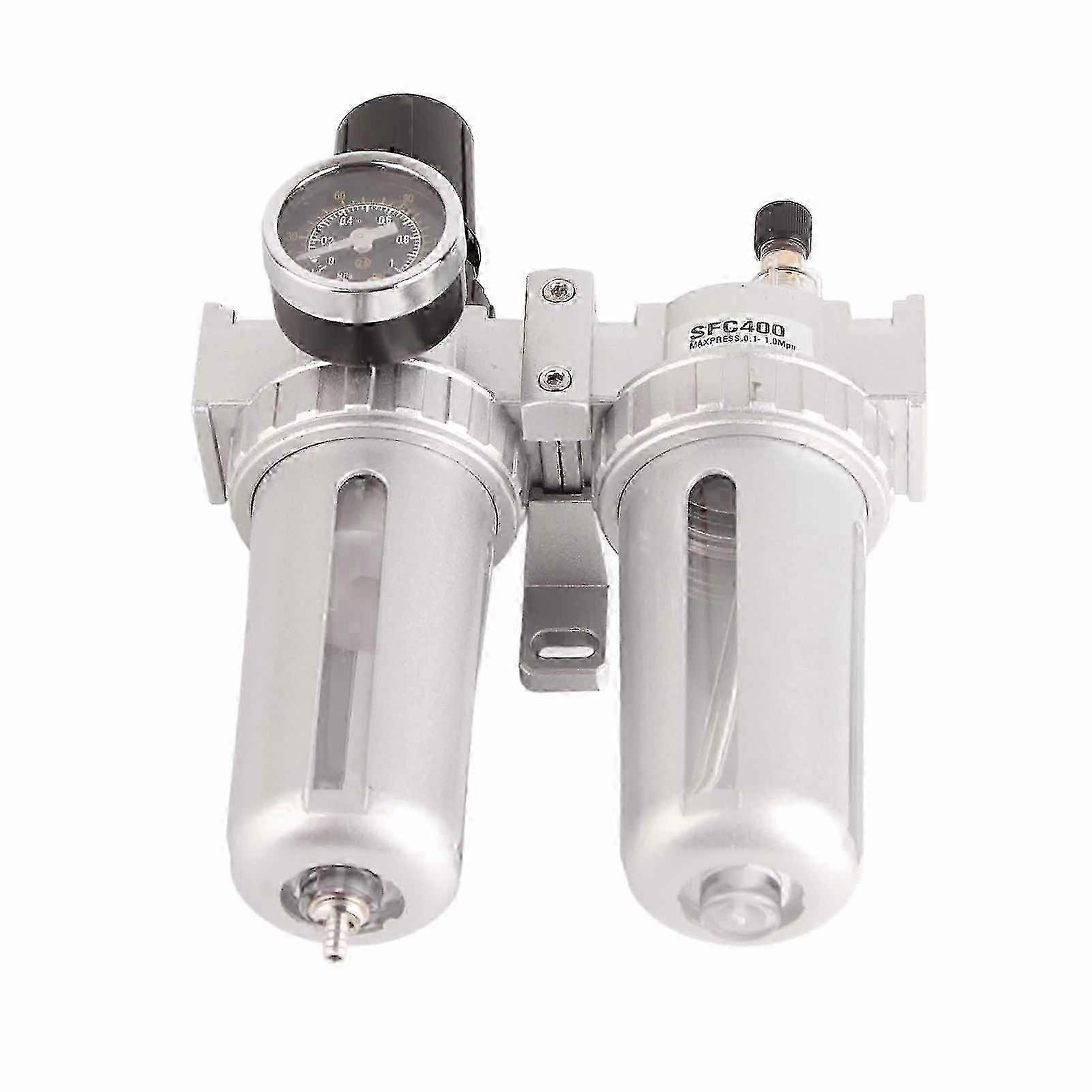 Air Filter Water Trap Set Source Processor Pressure Regulator Pneumatic Component Oil Separator SFC400 Silver