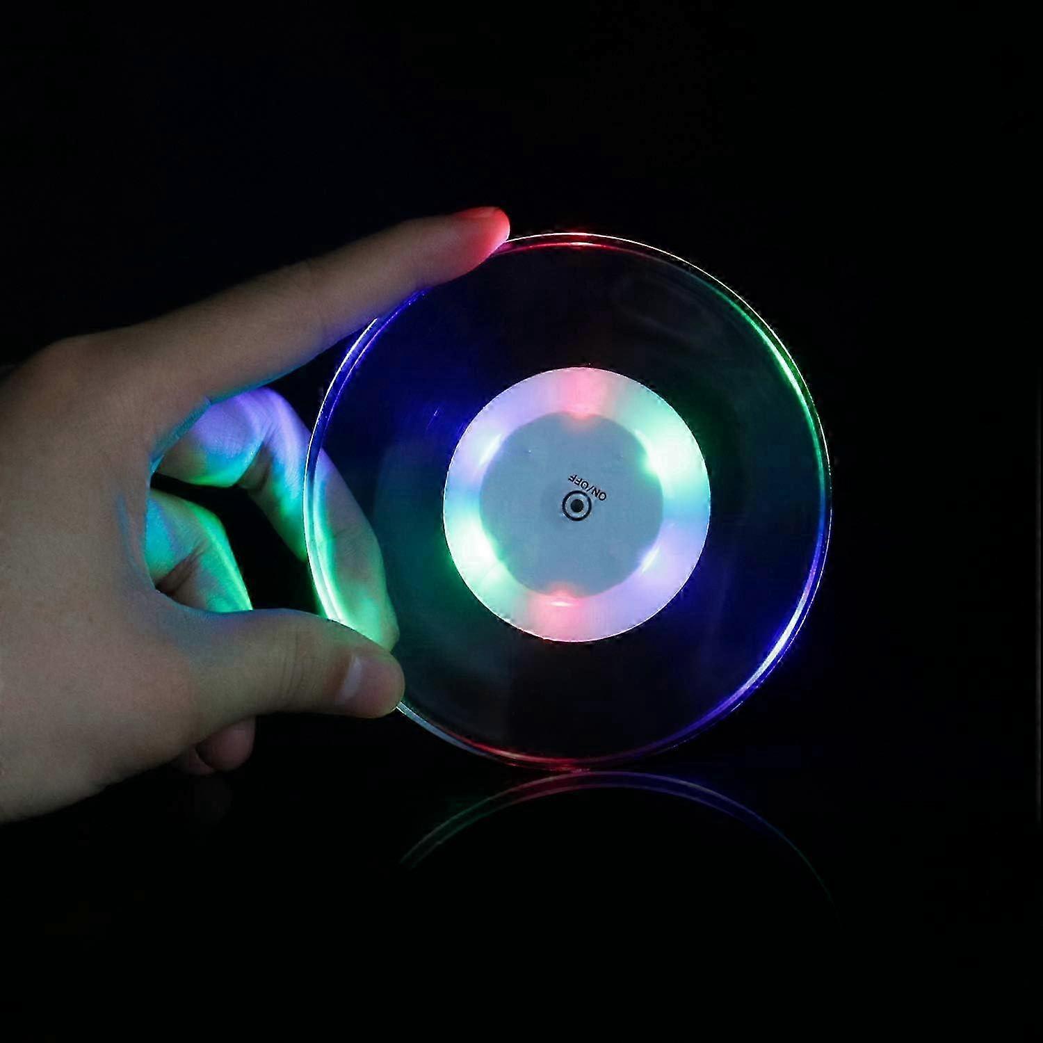 3-Pack Disposable LED Beverage Coasters with ON/OFF Function, Color Changing LED Drink Coasters