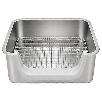 Stainless Steel Rabbits Litter Box Set for Small Animals High Sides & Low Entry, 304 Stainless Steel Sifting Tray