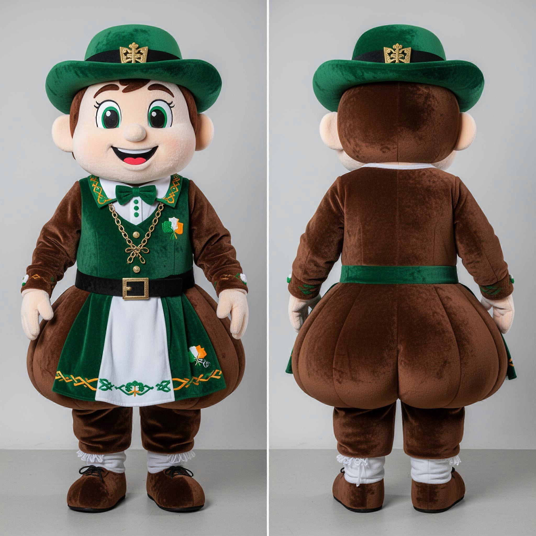 MASTICOT Brown Leather-Look Irish Dancer Mascot