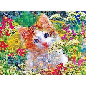 Mosaicos de gatitos adorables en las flores - Rompecabezas - Acertijo XI-0260