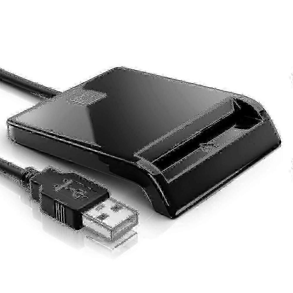 USB smart card reader for ID cards, compact black design